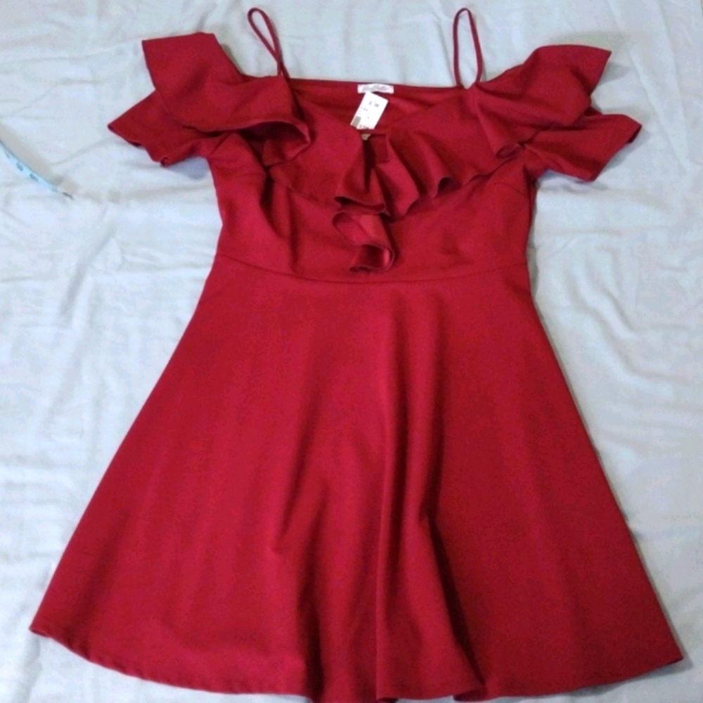 Burgundy off shoulder dress